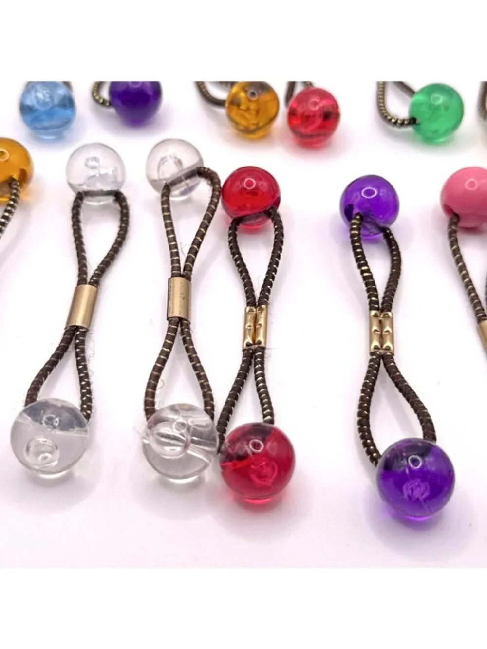 20 GOODY Vintage Ponytail Holders Twin Beads Medium Knocker Balls Hair Ties #3